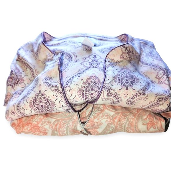 2 SPA by Charter Club PJ Pajama Tops Pink Paisley Purple Floral Indian Print XXL - Picture 1 of 12